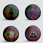 4'lü Uzak Doğu Yoga Tasarımlı Renkli Yuvarlak Yastık Kırlent Kılıf Seti Realhomes