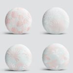 4'lü Mavi Zeminde Pembe Ve Beyaz Yaprak Çizimli Modern Yuvarlak Yastık Kırlent Kılıf Seti Realhomes