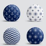 4'lü Çapa ve Pusula Tasarımlı Dijital Baskılı Dekoratif Yuvarlak Yastık Kırlent Kılıfı Seti Realhomes