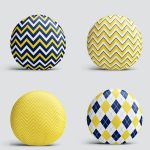 4'lü Sarı Lacivert Zigzag Desenli Özel Tasarımlı Yuvarlak Yastık Kırlent Kılıfı Seti Realhomes