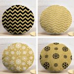 4'lü Özel Gold Tasarımlı Dijital Baskılı Modern Yuvarlak Yastık Kırlent Kılıf Seti Realhomes