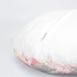 4'lü Geometrik Mermer Desenli Pembe Çiçek Motifli Dijital Baskılı Yuvarlak Yastık Kırlent Kılıf Seti Realhomes