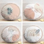 4'lü Bohem Tasarımlı Dijital Baskılı Dekoratif Yuvarlak Yastık Kırlent Kılıfı Seti Realhomes