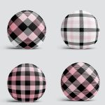 4'lü Pembe ve Siyah Ekose Motifli Dekoratif Yuvarlak Yastık Kırlent Kılıf Seti Realhomes