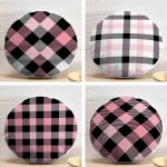 4'lü Pembe ve Siyah Ekose Motifli Dekoratif Yuvarlak Yastık Kırlent Kılıf Seti Realhomes