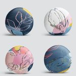 4'lü Renkli Bohem Yaprak Çizimli Özel Tasarım Modern Yuvarlak Yastık Kırlent Kılıfı Seti Realhomes