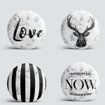 4'lü Mermer Zemin Tasarımlı Dijital Baskılı Modern Yuvarlak Yastık Kırlent Kılıfı Realhomes