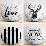 4'lü Mermer Zemin Tasarımlı Dijital Baskılı Modern Yuvarlak Yastık Kırlent Kılıfı Realhomes