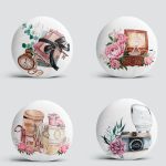 4'lü Özel Tasarım Antika Motifli Dijital Baskılı Modern Yuvarlak Yastık Kırlent Kılıf Seti Realhomes