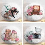 4'lü Özel Tasarım Antika Motifli Dijital Baskılı Modern Yuvarlak Yastık Kırlent Kılıf Seti Realhomes