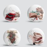 4'lü Beyaz Zemin Özel Tasarımlı Dijital Baskılı Modern Yuvarlak Yastık Kırlent Kılıf Seti Realhomes