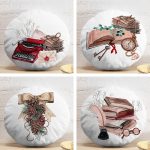 4'lü Beyaz Zemin Özel Tasarımlı Dijital Baskılı Modern Yuvarlak Yastık Kırlent Kılıf Seti Realhomes