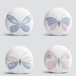 4'lü Beyaz Zemin Pembe & Mavi Kelebek Tasarımlı Dijital Baskılı Yuvarlak Yastık Kırlent Kılıf Seti Realhomes