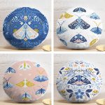 4'lü Kelebek Özel Tasarımlı Dijital Baskılı Modern Yuvarlak Yastık Kırlent Kılıf Seti Realhomes