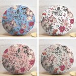 4'lü Pastel Zemin Kurumuş Çiçek Çizimli Dijital Baskılı Modern Yuvarlak Yastık Kırlent Kılıf Seti Realhomes