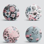 4'lü Rengarenk Zemin Çiçek Temalı Dijital Baskılı Modern Yuvarlak Yastık Kırlent Kılıf Seti Realhomes