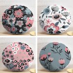 4'lü Rengarenk Zemin Çiçek Temalı Dijital Baskılı Modern Yuvarlak Yastık Kırlent Kılıf Seti Realhomes