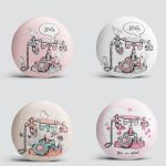 4'lü Renkli Zemin Retro Çevirmeli Telefon Tasarımlı Modern Yuvarlak Yastık Kırlent Kılıf Seti Realhomes