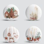 4'lü Özel Tasarım Mum Dekoratif Süs Tasarımlı Dijital Baskılı Yuvarlak Yastık Kırlent Kılıf Seti Realhomes