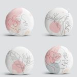 4'lü Beyaz Zemin Üzeinde Botanik Portre Çizimli  Dijital Basklı Yuvarlak Yastık Kırlent Kılıf Seti Realhomes