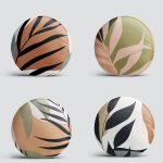 4'lü Özel Tasarım İnce Dal Yaprakları Dijital Baskılı Modern Yuvarlak Yastık Kırlent Kılıf Seti Realhomes