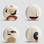 4'lü Krem Zeminli Etnik Tasarımlı Dijital Baskılı Modern Yuvarlak Yastık Kırlent Kılıf Seti Realhomes