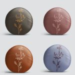 4'lü Rengarenk Zemin Onedraw Çiçek Çizimli Dijital Baskılı Modern Yuvarlak Yastık Kırlent Kılıf Seti Realhomes