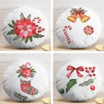 4'lü Çiçek & Şeker Tasarımlı Dijital Baskılı Modern Yuvarlak Yastık Kırlent Kılıf Seti Realhomes