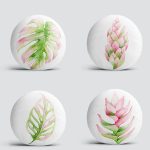 4'lü Egzotik Yaprak Tasarımlı Dijital Baskılı Modern Yuvarlak Yastık Kırlent Kılıf Seti Realhomes