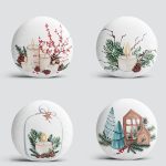 4'lü Özel Tasarım Mum Temalı Dijital Baskılı Modern Yuvarlak Yastık Kırlent Kılıf Seti Realhomes