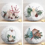 4'lü Özel Tasarım Mum Temalı Dijital Baskılı Modern Yuvarlak Yastık Kırlent Kılıf Seti Realhomes