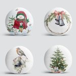 4'lü Kardan Adam & Çam Ağacı Motifli Dijital Baskılı Modern Yuvarlak Yastık Kırlent Kılıf Seti Realhomes