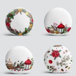 4'lü Yılbaşı Özel Tasarımlı Dijital Baskılı Modern Yuvarlak Yastık Kırlent Kılıf Seti Realhomes