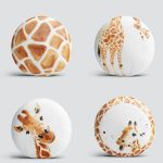 4'lü Özel Çizim Zürafa Tasarımlı Dijital Baskılı Modern Yuvarlak Yastık Kırlent Kılıf Seti Realhomes