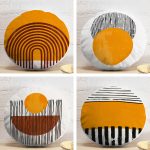 4'lü Etnik Çizimli Özel Tasarım Dijital Baskılı Modern Yuvarlak Yastık Kırlent Kılıf Seti Realhomes