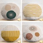 4'lü Pastel Renkli Çizgili Dijital Baskılı Modern Yuvarlak Yastık Kırlent Kılıf Seti Realhomes