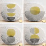 4'lü Soyut Çizimli Pastel Renkli Özel Tasarım Dijital Baskılı Yuvarlak Yastık Kırlent Kılıf Seti Realhomes