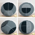 4'lü Açık Füme Renkli Onedraw Çizimli Dijital Baskılı Modern Yuvarlak Yastık Kırlent Kılıf Seti Realhomes