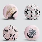 4'lü Pembe Zeminde Soyut Çizim Tasarımlı Modern Dijital Baskılı Yuvarlak Yastık Kırlent Kılıf Seti Realhomes