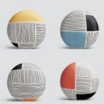 4'lü Koyu Fildişi Renkli Çizgi Tasarımlı Dijital Baskılı Modern Yuvarlak Yastık Kırlent Kılıf Seti Realhomes