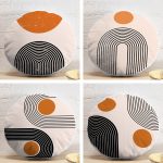 4'lü Realhomes Özel Tasarım Dijital Baskılı Modern Yuvarlak Yastık Kırlent Kılıf Seti Realhomes