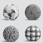 4'lü Siyah Beyaz Geometrik Çizimler  Dijital Baskılı Dekoratif Yuvarlak Yastık Kırlent Kılıf Seti Realhomes