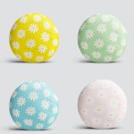 4'lü Renkli Zemin Papatya Tasarımlı Dijital Baskılı Modern Yuvarlak Yastık Kırlent Kılıf Seti Realhomes