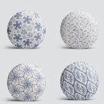 4'lü Kot Zeminde Kristal ve Yaprak Motifli Modern Dekoratif Yuvarlak Yastık Kırlent Kılıf Seti Realhomes