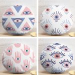 4'lü Üçüncü Göz Özel Tasarımlı Dijital Baskılı Modern Yuvarlak Yastık Kırlent Kılıf Seti Realhomes