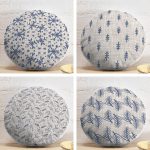 4'lü Kot Zeminde Kristal ve Çam Ağacı Motifli Modern Dekoratif Yuvarlak Yastık Kırlent Kılıf Seti Realhomes