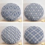 4'lü Kot Zeminde Geometrik Şekiller Motifli Dijital Baskılı Yuvarlak Yastık Kırlent Kılıf Seti Realhomes