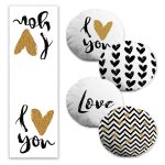 Zizag Zeminli Flamingo Tasarımlı 4 Yuvarlak Kırlent Kılıfı ve 1 Runner Seti Realhomes