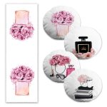 3D Yaprak ve Flamingo Tasarımlı 4 Yuvarlak Kırlent Kılıfı ve 1 Runner Seti Realhomes