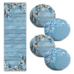 Mermer Zeminli Geometrik Çizimler 4 Yuvarlak Kırlent Kılıfı ve 1 Runner Seti Realhomes